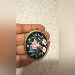 Avon Floral Brooch with Gold Trim